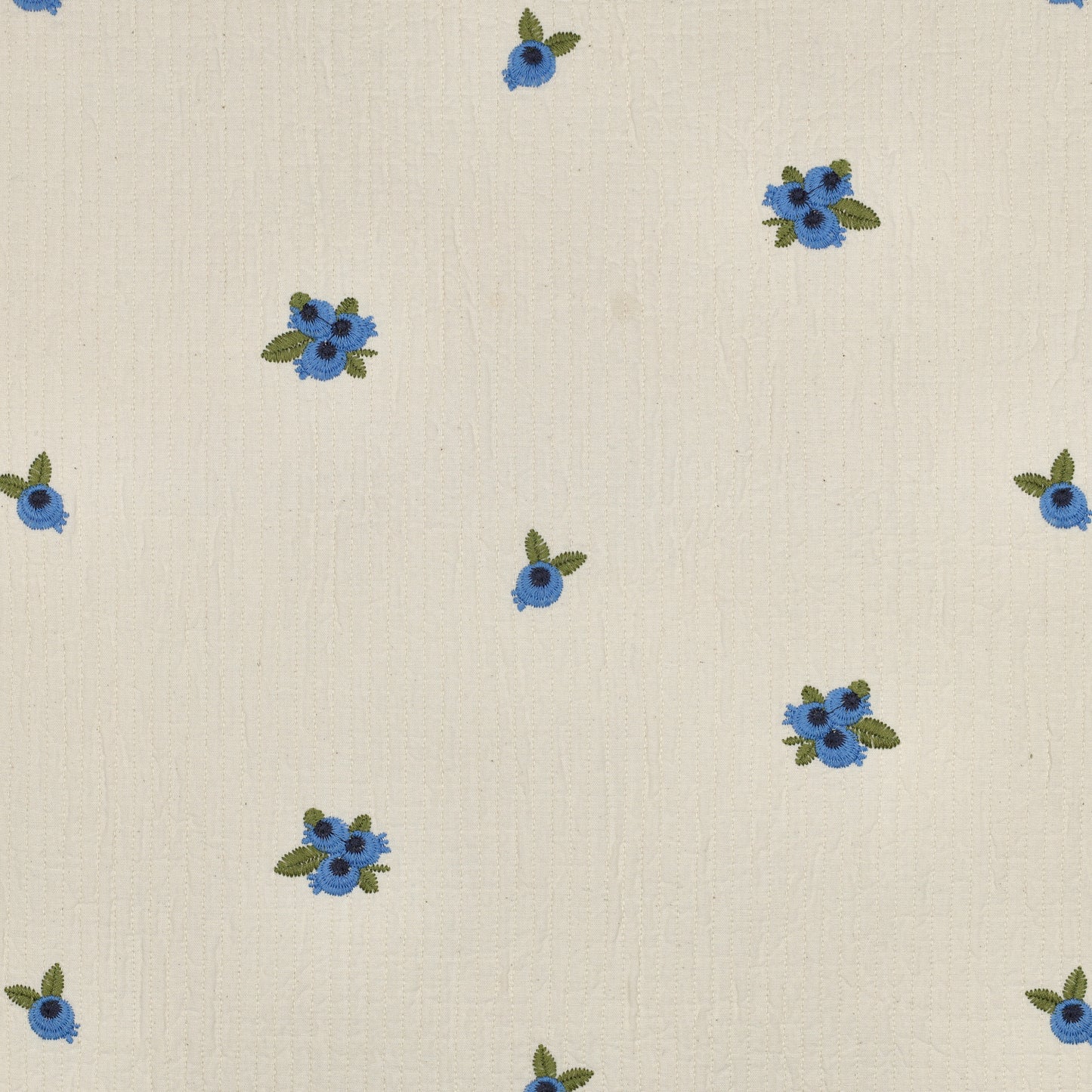 Bleuets - Mousseline de coton brodée