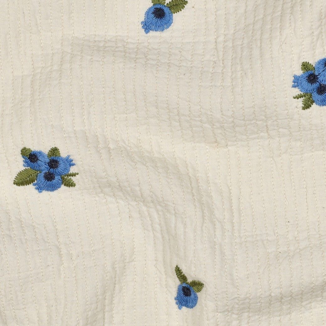 Bleuets - Mousseline de coton brodée