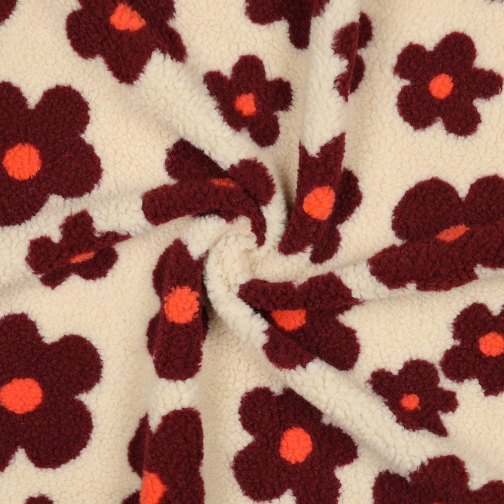 Grosses fleurs beige - Teddy jacquard