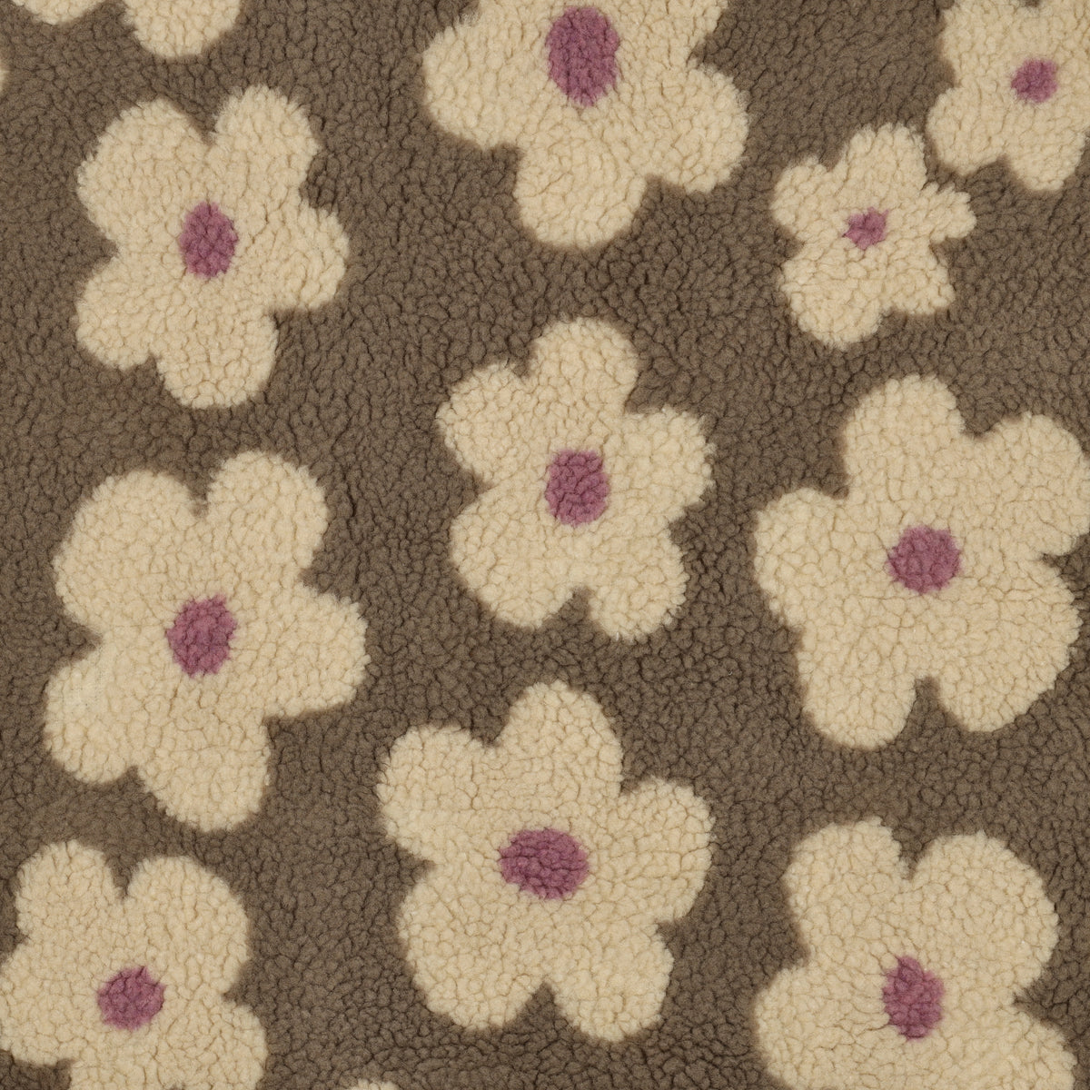 Grosses fleurs taupe - Teddy jacquard
