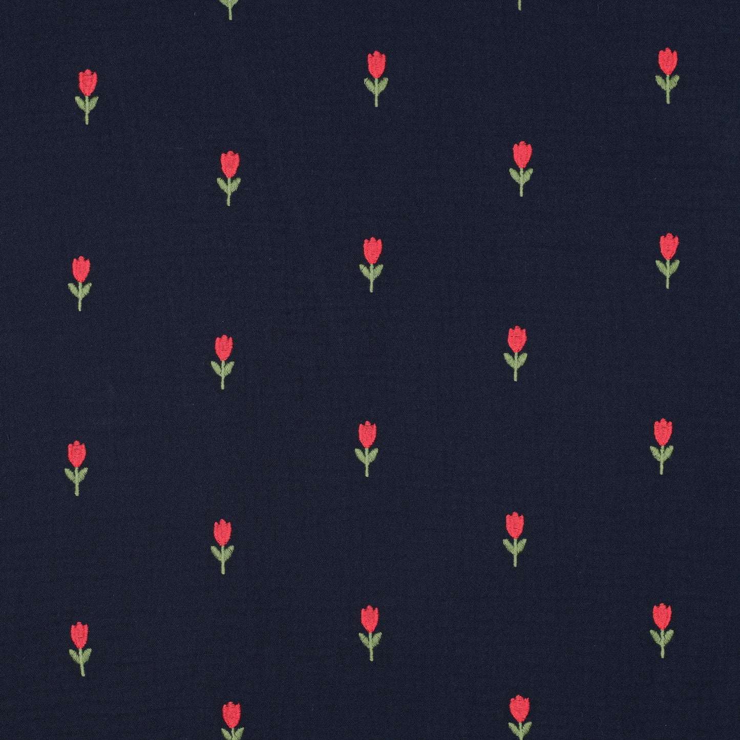 Fin de rouleau 18 cm - Tulipes - Mousseline de coton brodée