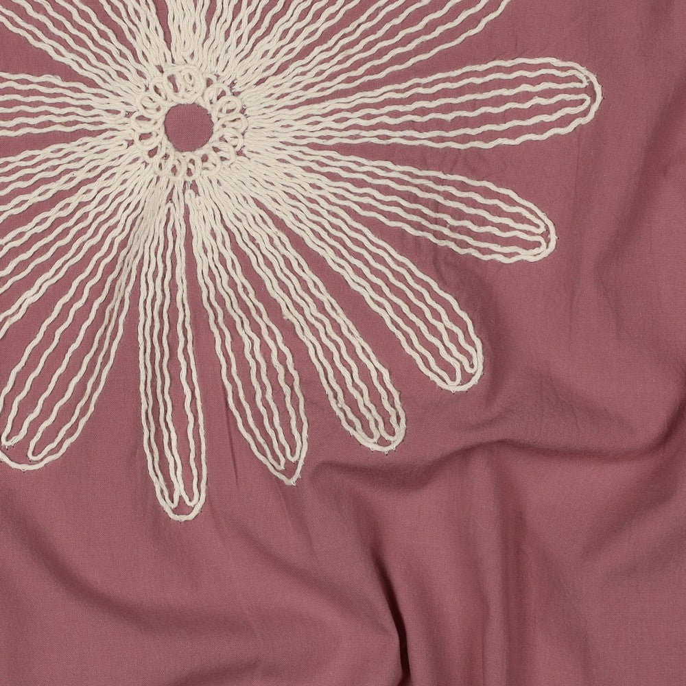 Grosses fleurs brodées rose foncé - Coton brodé