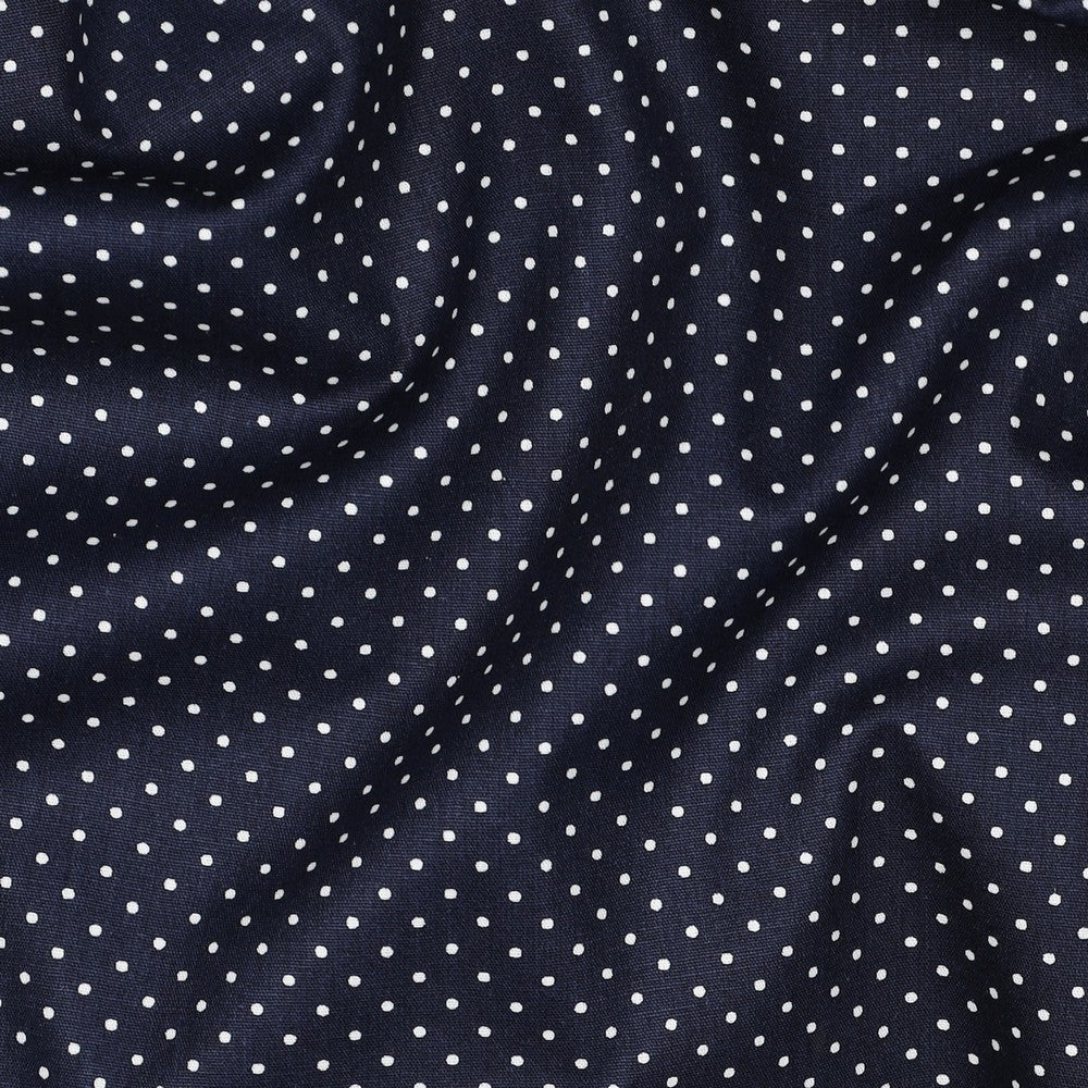 Petits pois bleu marine - Popeline imprimée