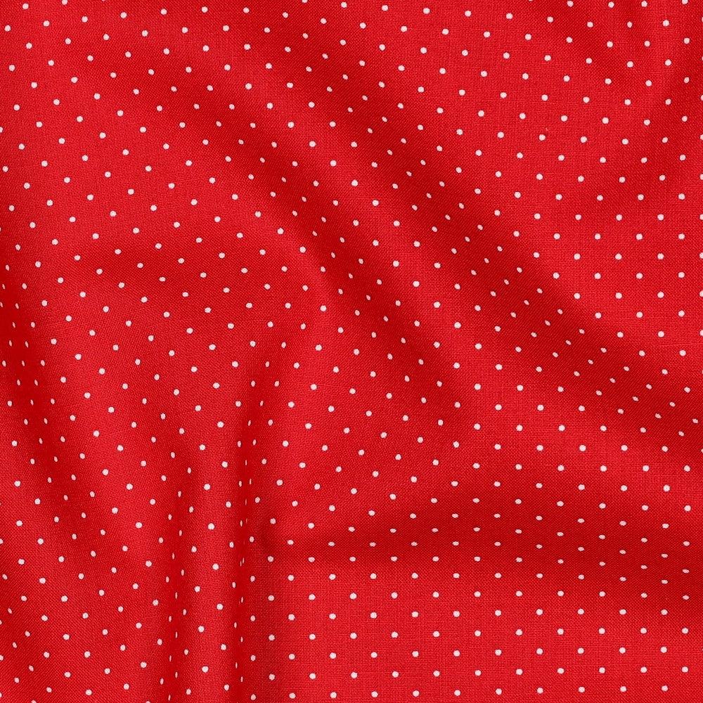 Small red polka dots - Printed poplin