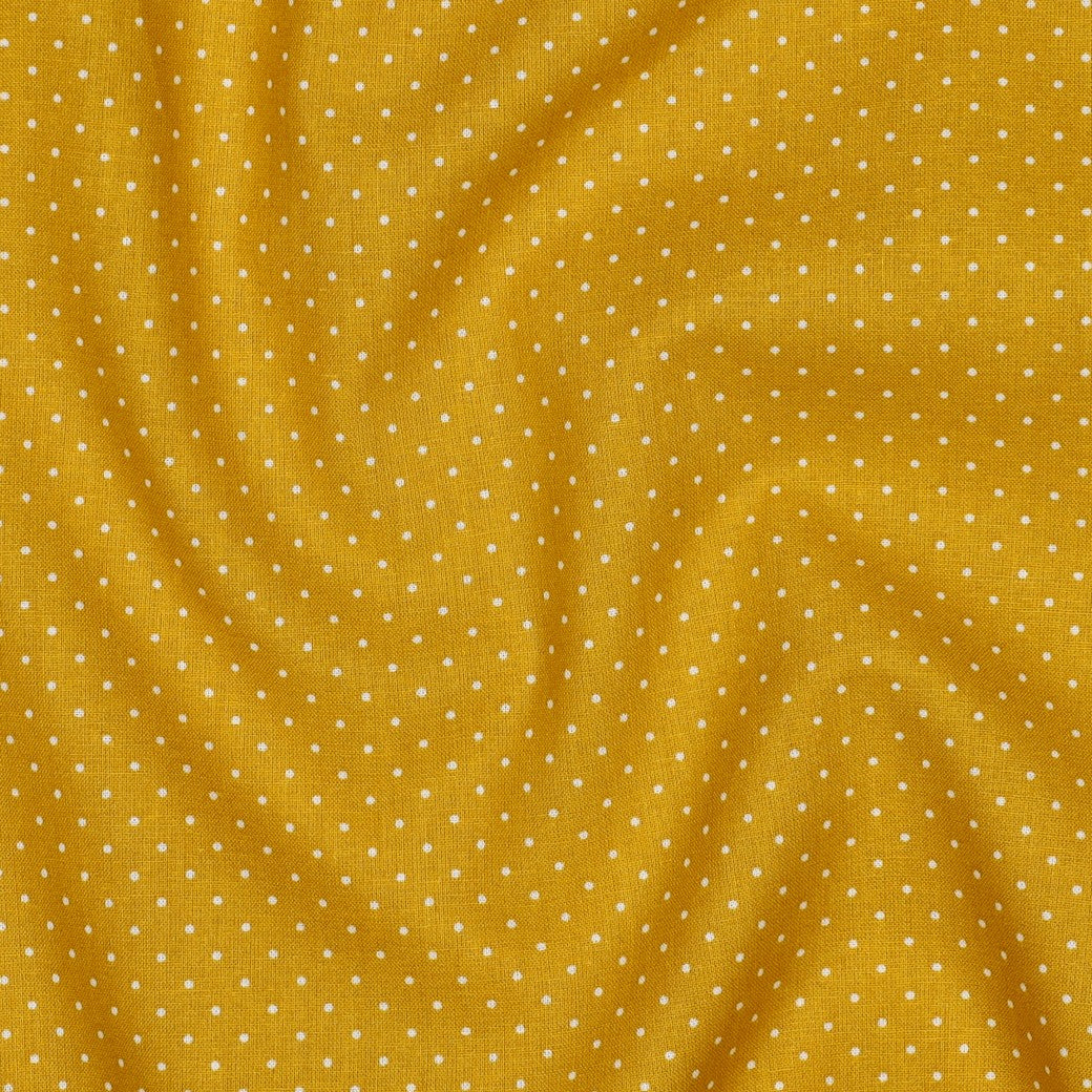 Small ochre polka dots - Printed poplin