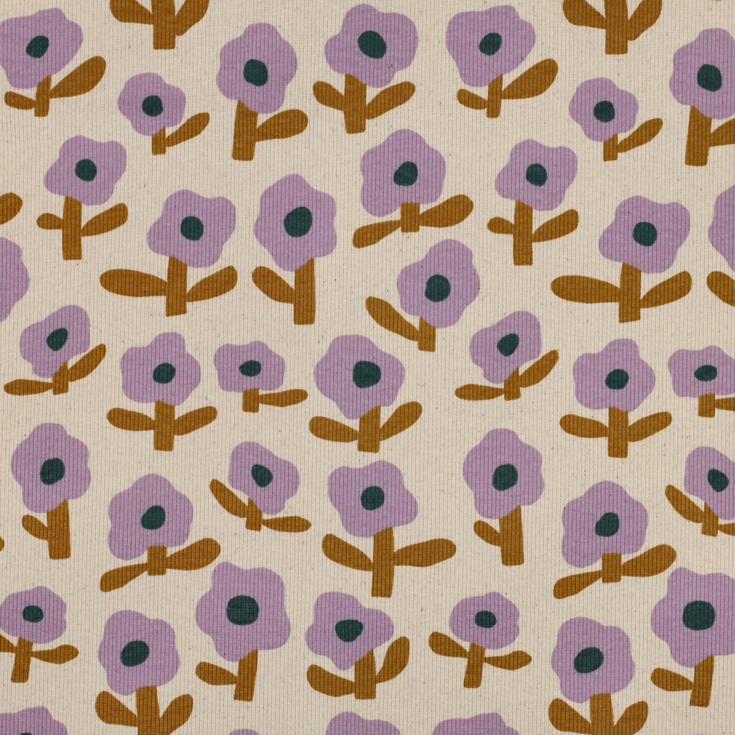 Minimalistes fleurs lavande  - Jennifer Bouron - Jersey côtelé imprimé biologique