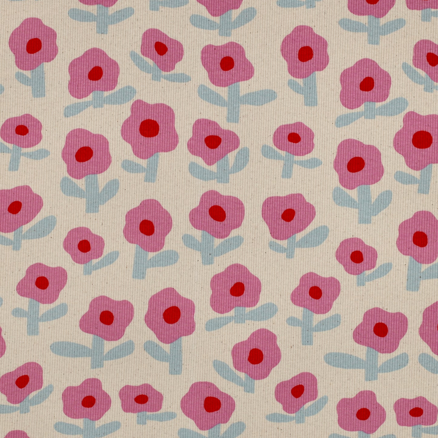 Minimalistes fleurs rose - Jennifer Bouron - Jersey côtelé imprimé biologique