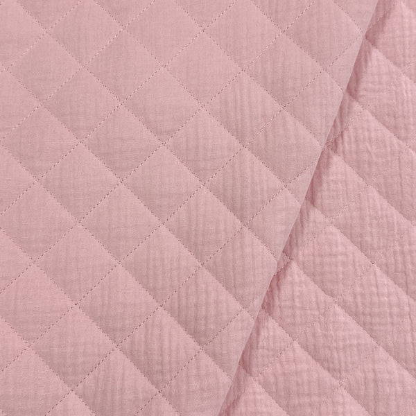 Rose - Double gaze matelassée carreauté réversible