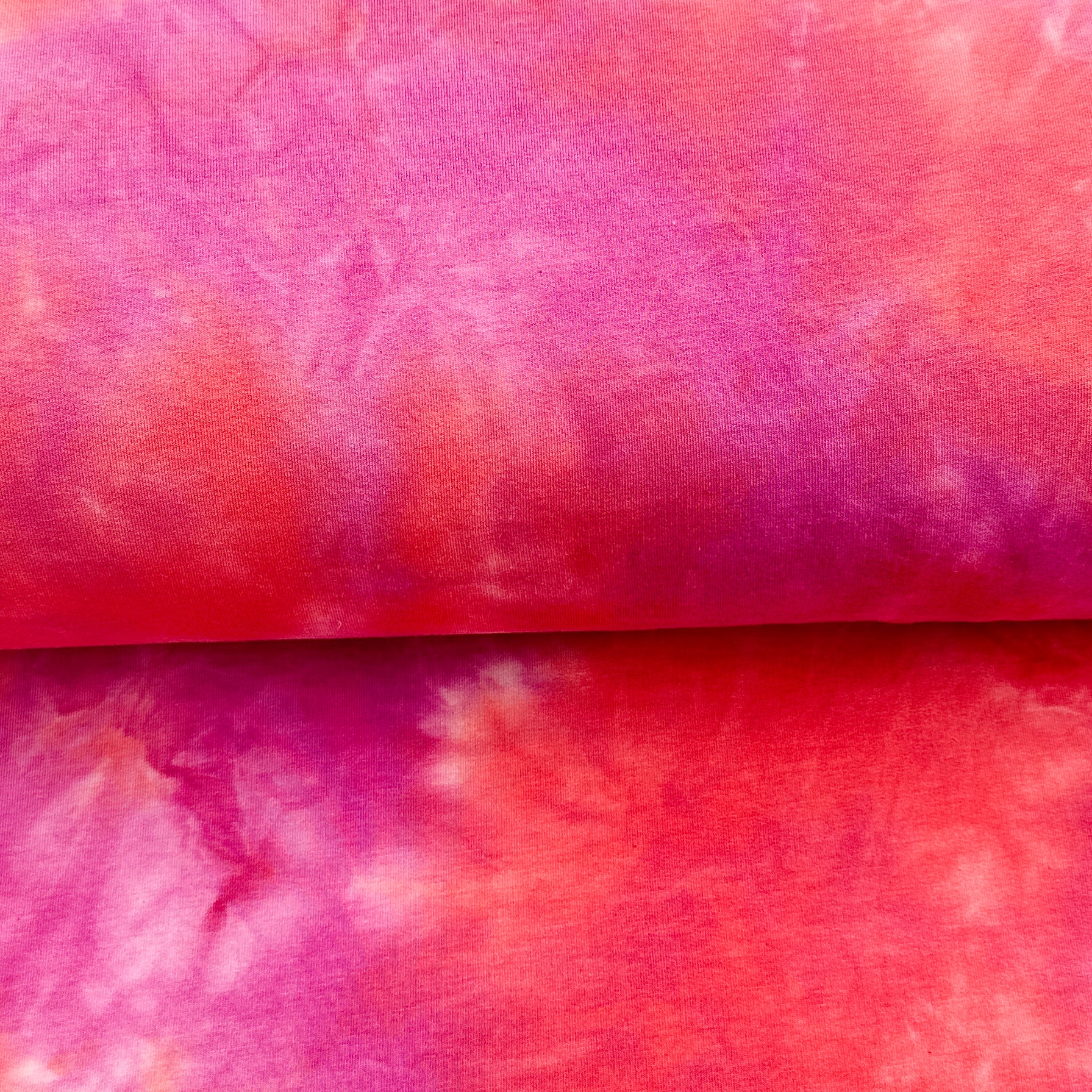 Tie-dye corail - French terry Bambou