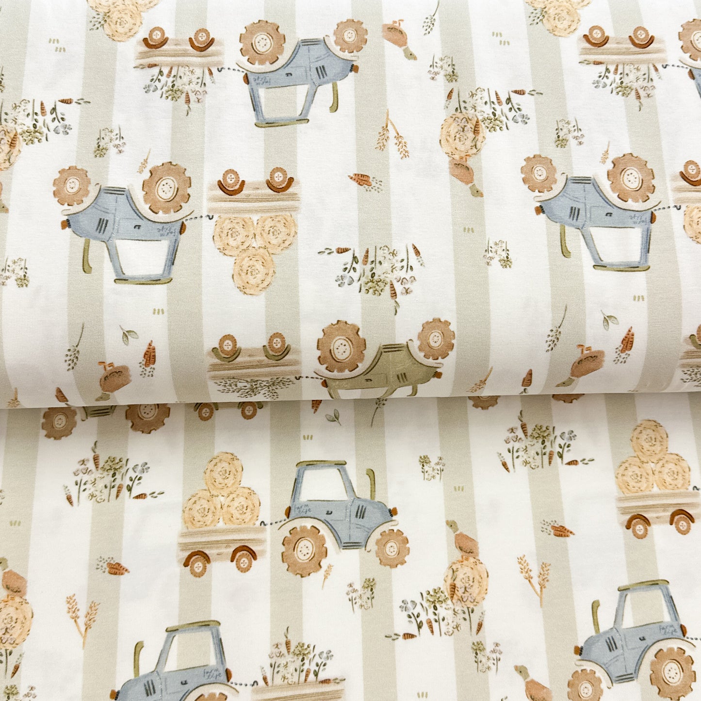Striped Tractors - Printed Jersey