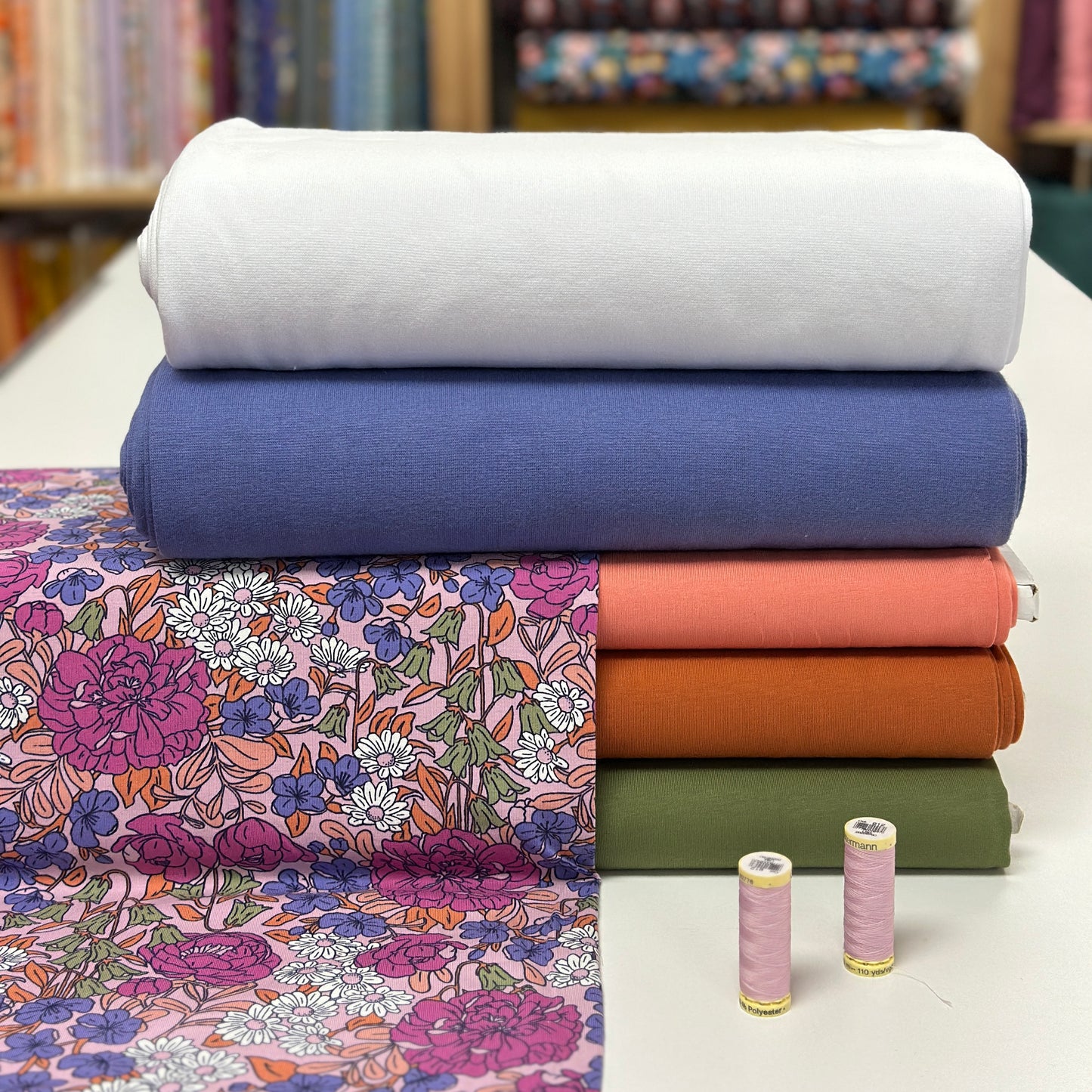 Douce récolte rose - Jersey imprimé