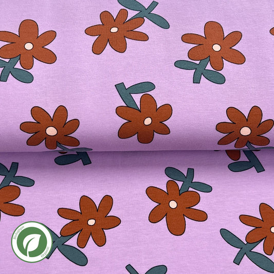 Fleurs enfantines lavande - Jennifer Bouron - Jersey imprimé biologique