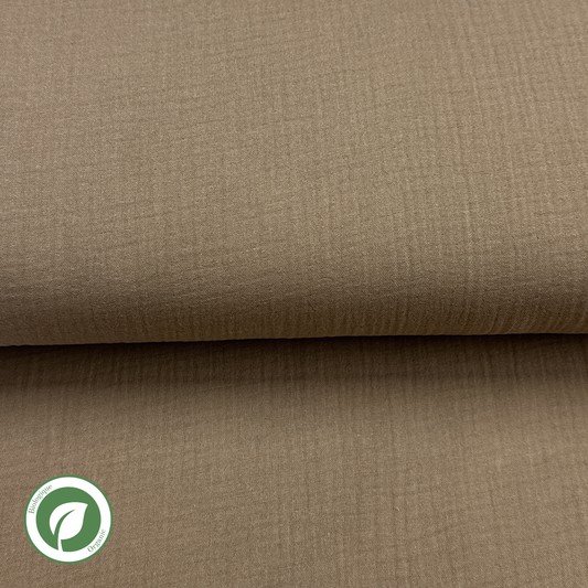 Taupe - Organic double gauze cotton muslin