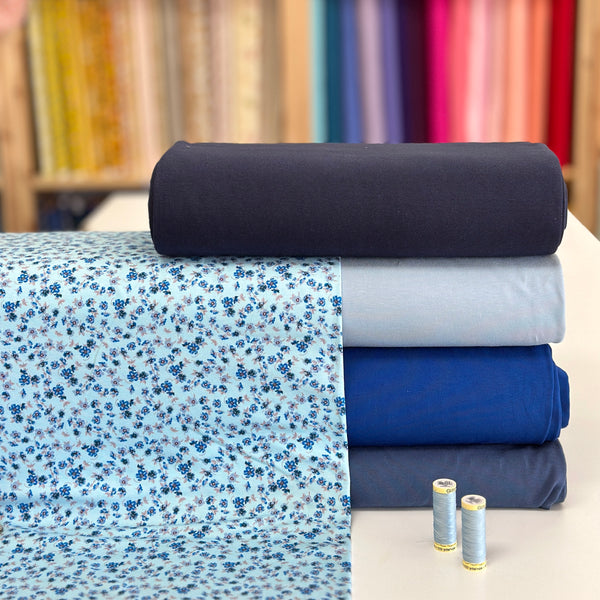 Milles fleurs bleu - Jersey imprimé