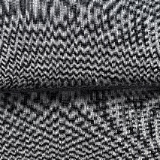 Chevrons noir - Mélange lin/coton imprimé