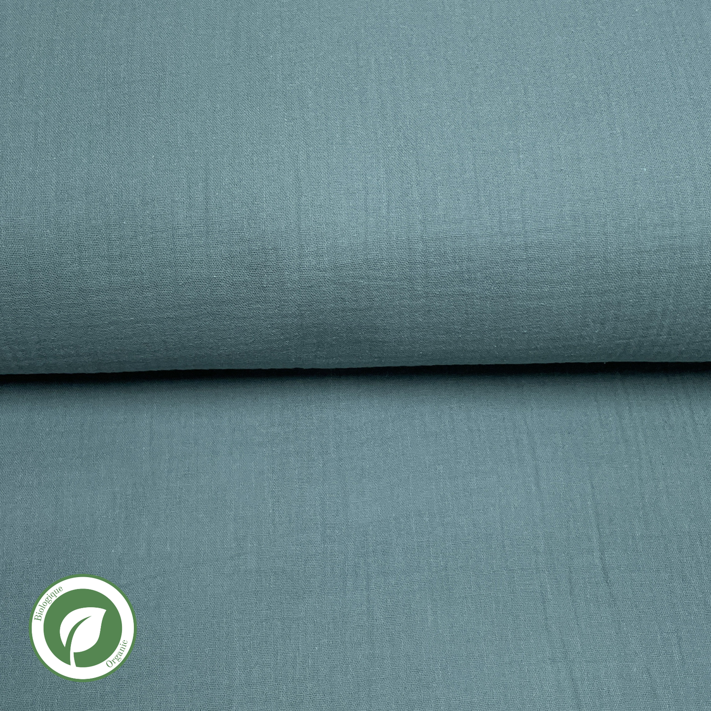 Vert bouteille - Mousseline de coton biologique double gaze