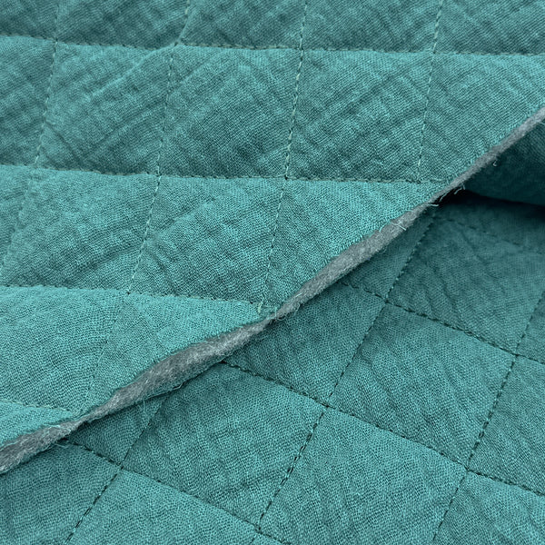 Vert - Double gaze matelassée carreauté réversible