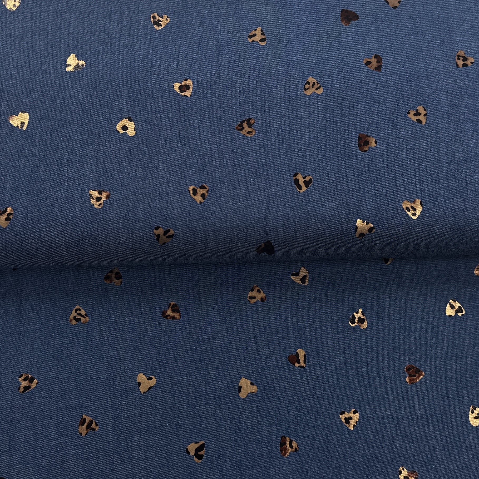 Coeurs léopard - Denim motif