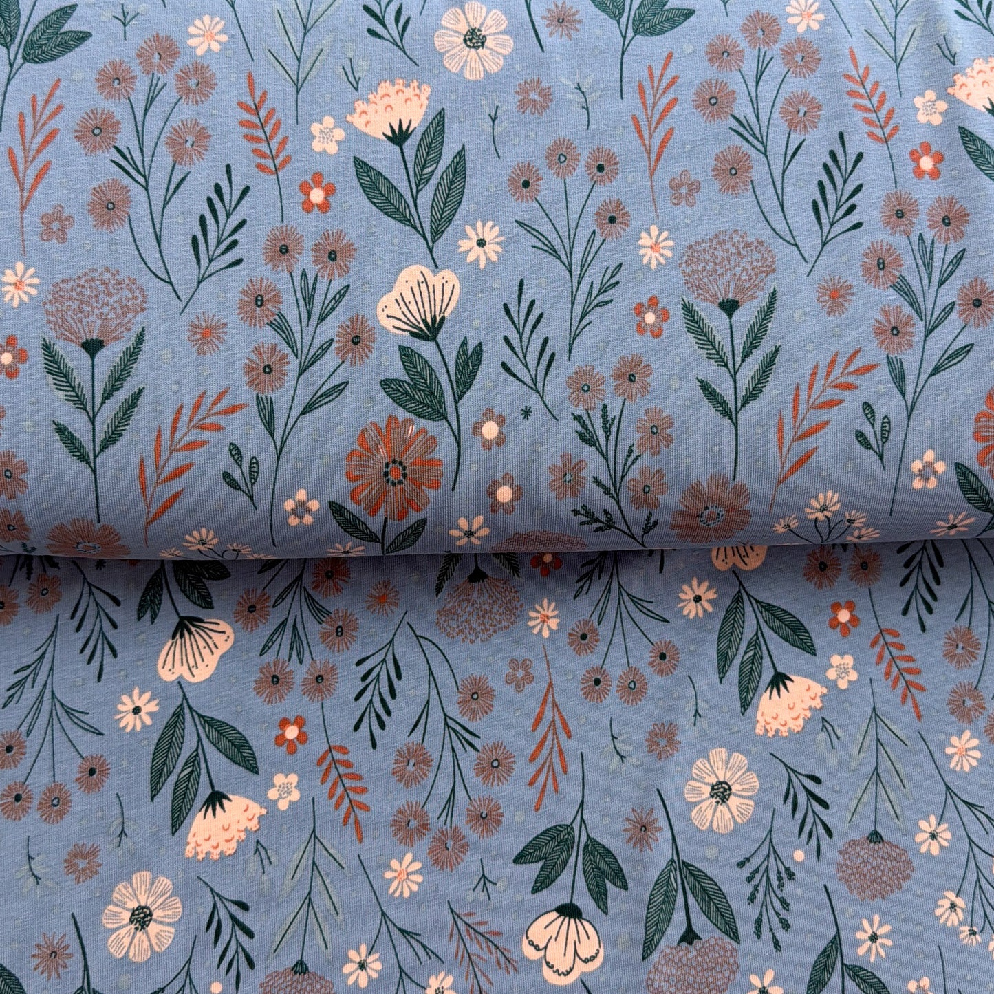 Délicates fleurs bleu - Jersey imprimé