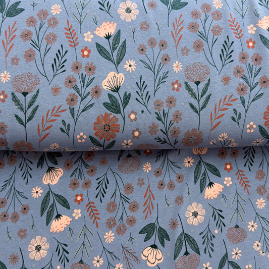 Délicates fleurs bleu - Jersey imprimé