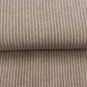 Ligné taupe - Mousseline de coton teint sur fil