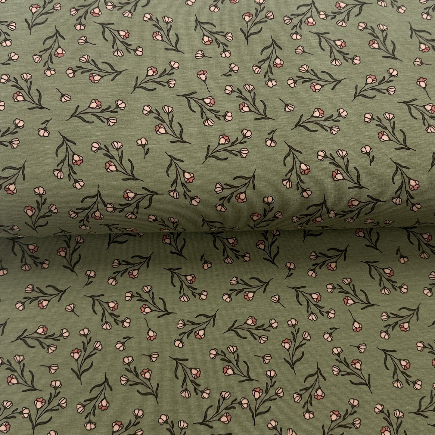 Floral olive - Printed jersey