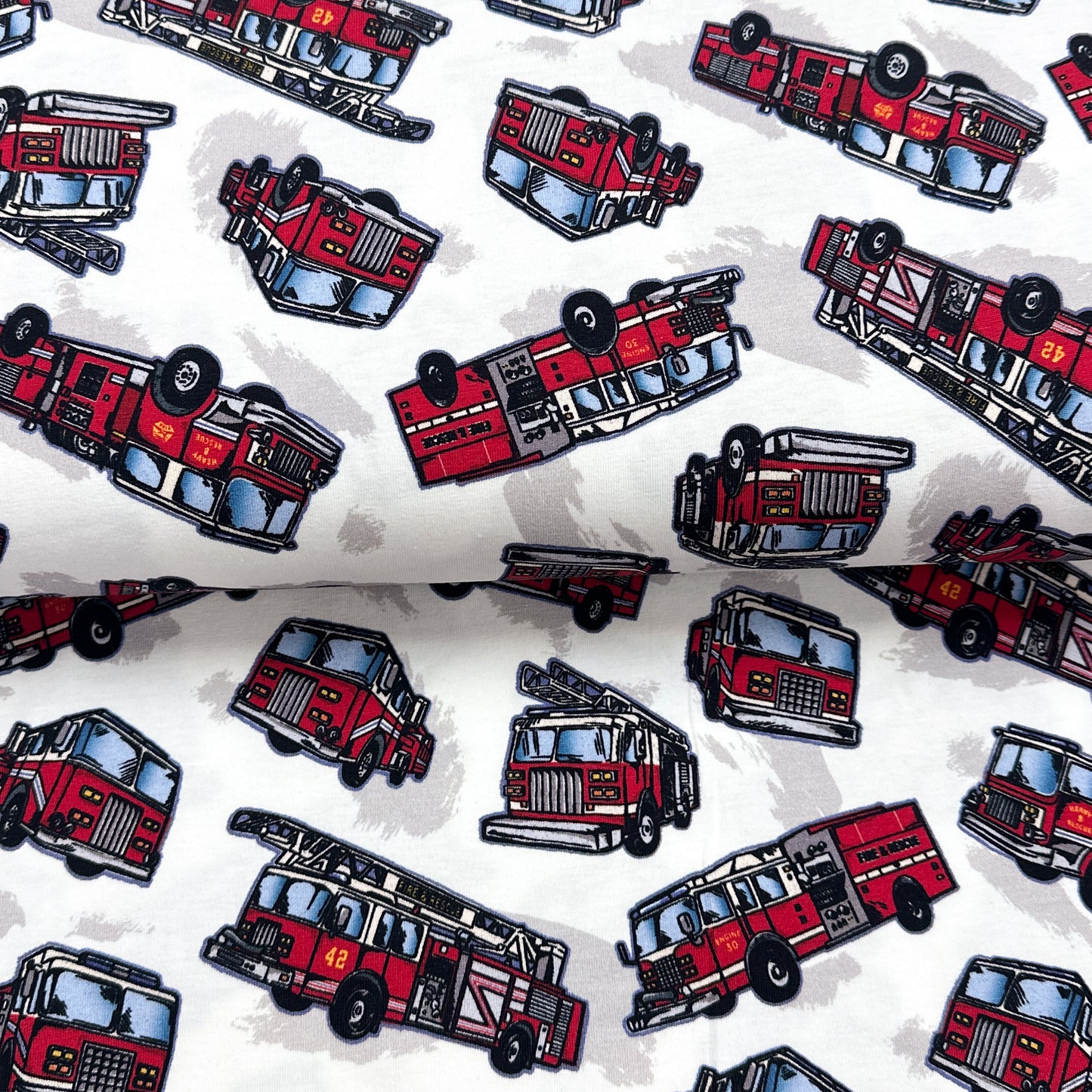 Camions de pompiers blanc - Jersey imprimé digital