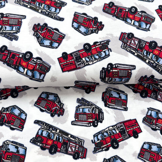Camions de pompiers blanc - Jersey imprimé digital