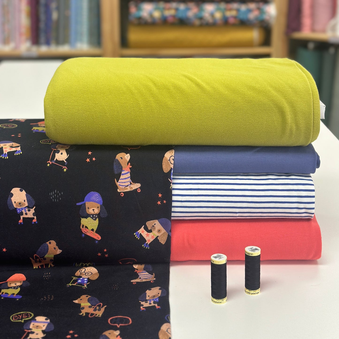 Chiens marine foncé - Jersey imprimé digital