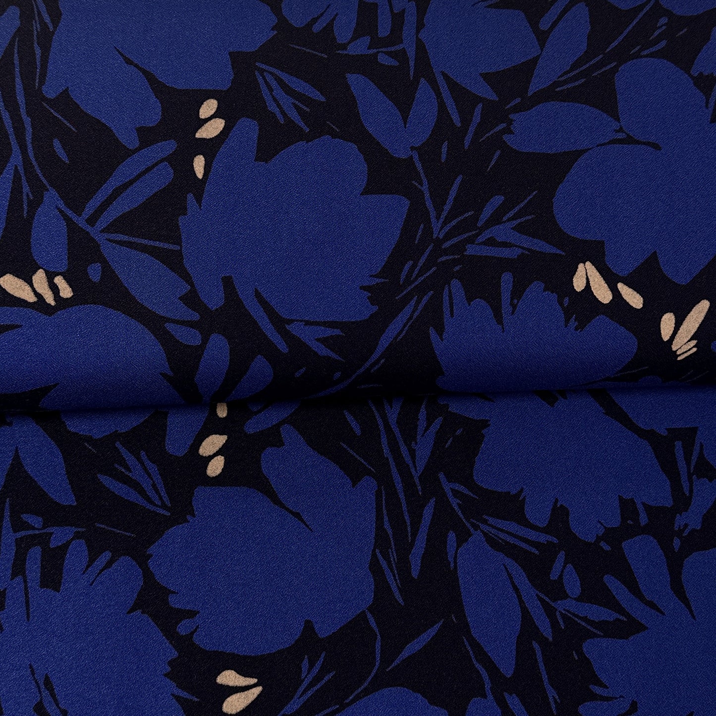 Fin de rouleau 70 cm - Floral shade bleu cobalt - Mind the Maker - Crêpe de viscose ECOVERO™