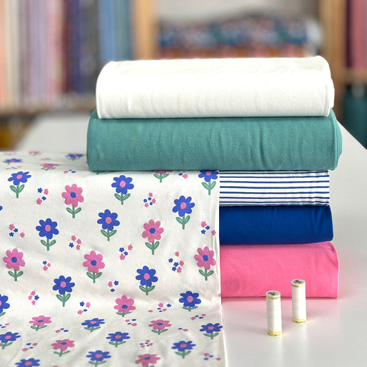 Fleurs brillantes écru - Jersey imprimé