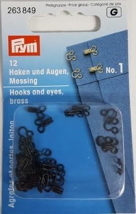 No.1 PRYM Closing Hooks and Eyes - Black - Pack of 12 – NON NON OUI