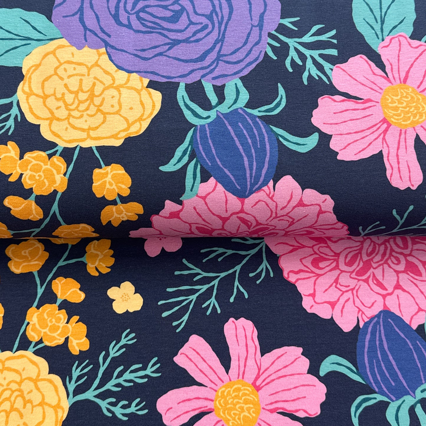 Jardin romantique gris-bleu - NON NON OUI - Jersey imprimé