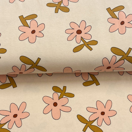 Fleurs enfantines naturel - Jennifer Bouron - Jersey imprimé biologique