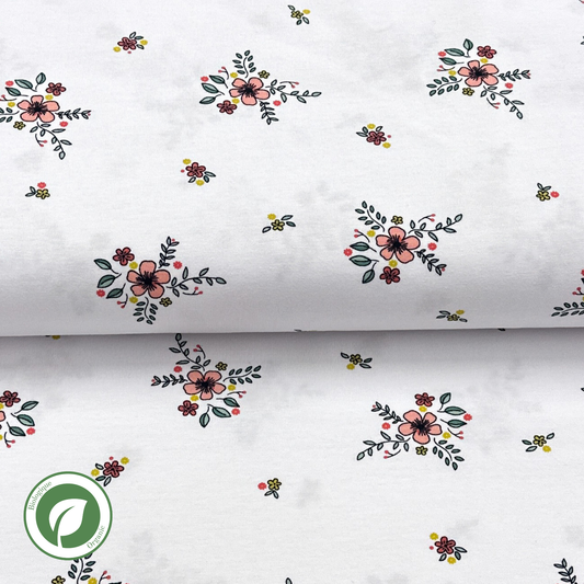 Soft white flowers - Organic printed jersey