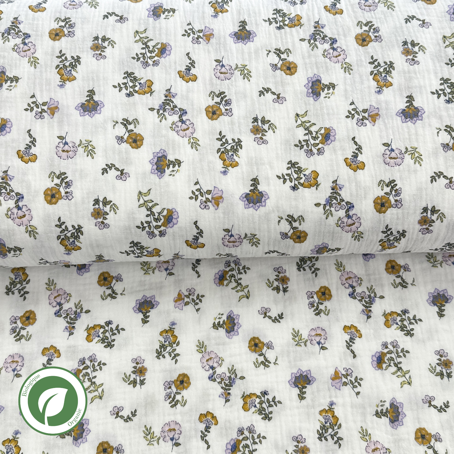 Petites fleurs - Mousseline de coton biologique