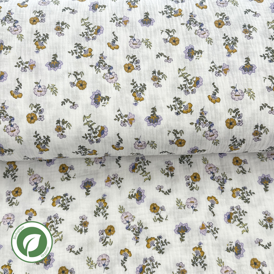 Petites fleurs - Mousseline de coton biologique
