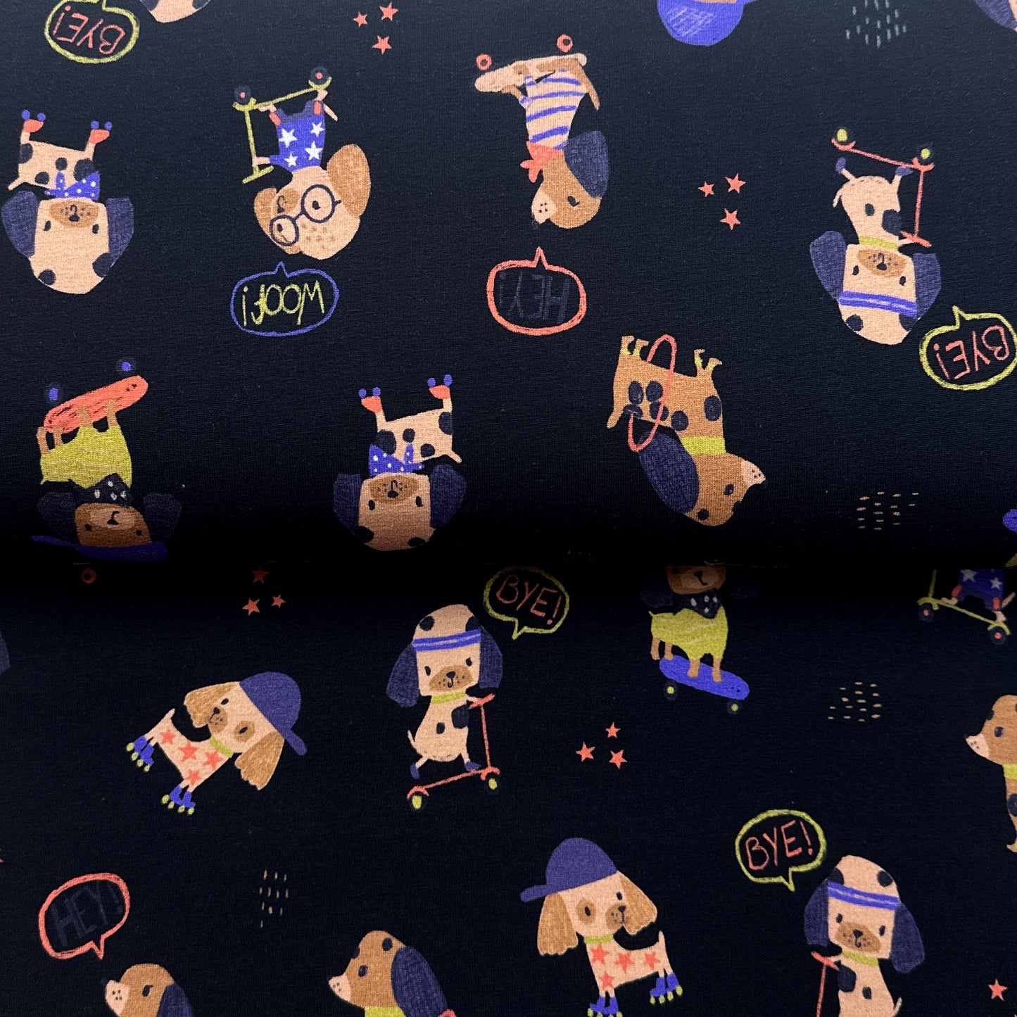 Chiens marine foncé - Jersey imprimé digital