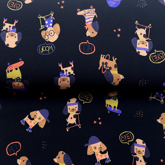 Chiens marine foncé - Jersey imprimé digital