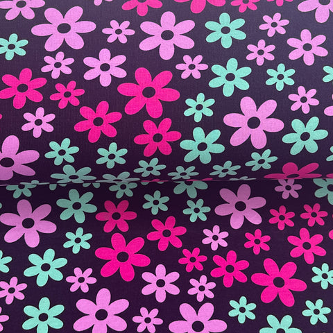Petites fleurs rose - Coton ouaté extensible imprimé