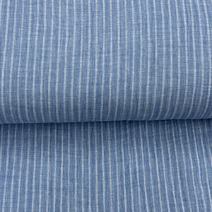Ligné bleu pâle - Mousseline de coton teint sur fil