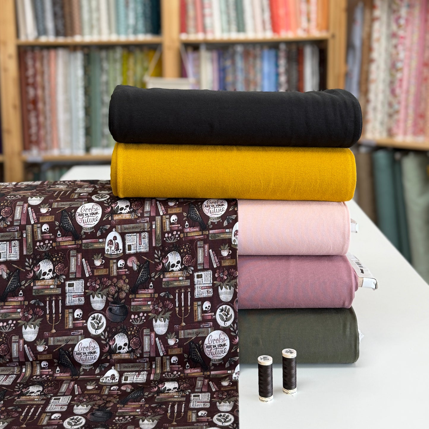 The Forbidden Library Burgundy - NON NON OUI - Printed Jersey