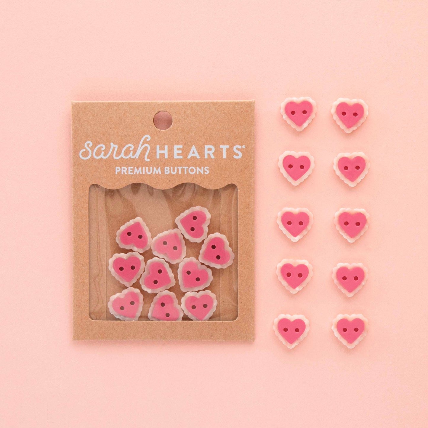 Boutons Petits Cœur Rose 5/8"