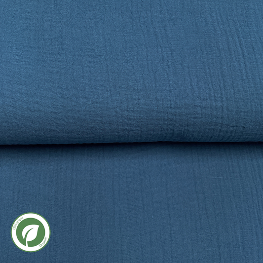 Indigo - Double gauze organic cotton muslin