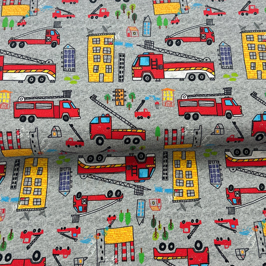 Au feu les pompiers - French Terry brossé imprimé