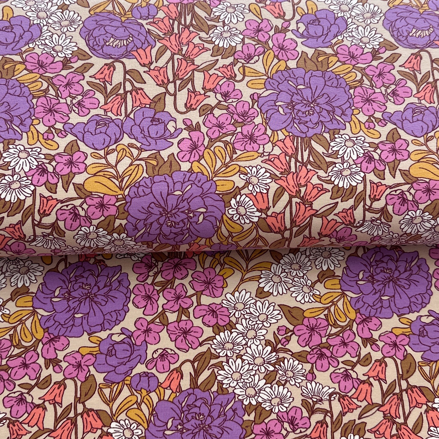 Douce récolte beige - Jersey imprimé