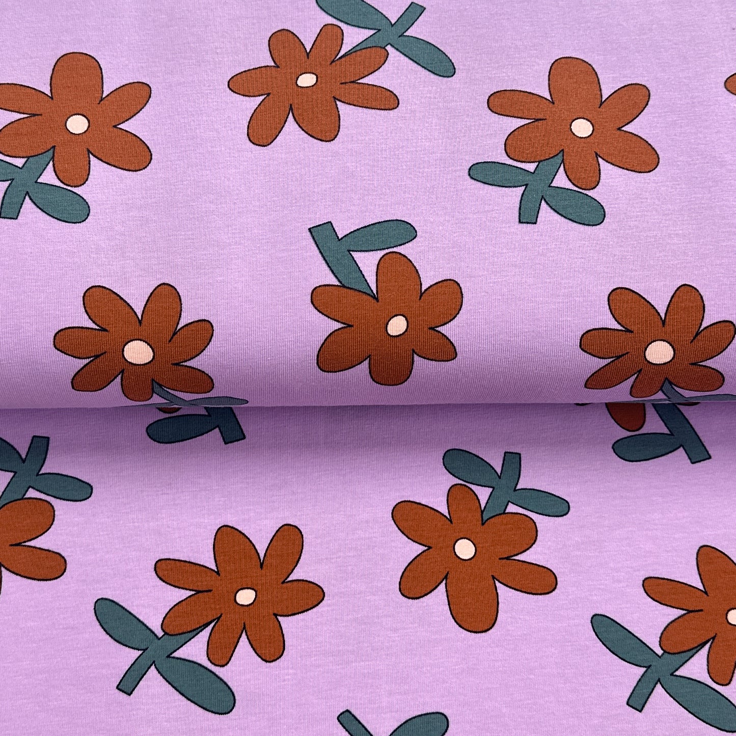Fleurs enfantines lavande - Jennifer Bouron - Jersey imprimé biologique