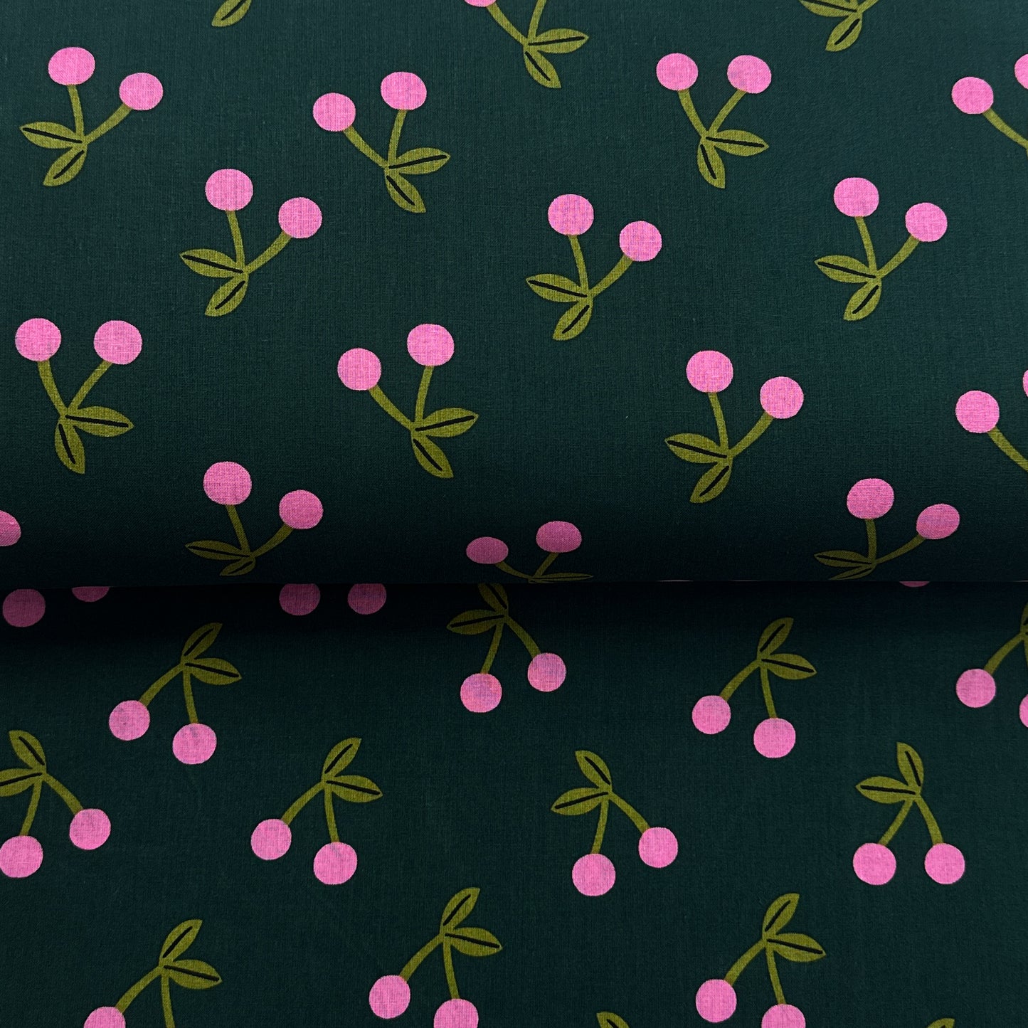 Cerises vert - Coton enduit