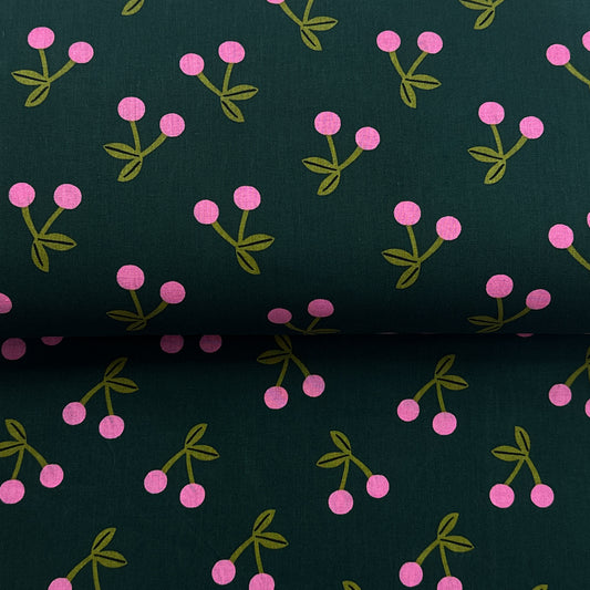 Cerises vert - Coton enduit
