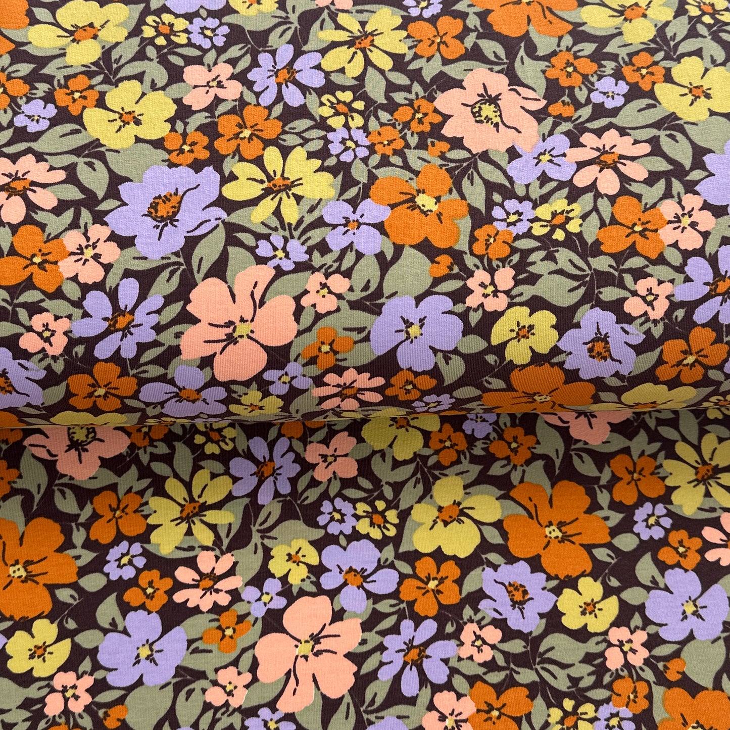 Floraison noir - French Terry imprimé